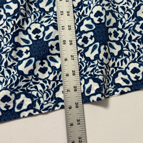 Vineyard Vines Off The Shoulder Mini Dress Womens S Blue White Tile Medallion - Picture 10 of 10